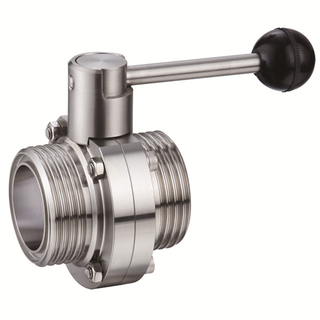 Sanitary SS Manual Male Threaded Butterfly Valve AISI304/316L