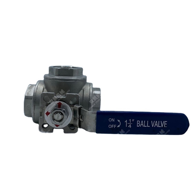 Stainless Steel Full Port 3-Way Ball Valve With Mounting Pad 